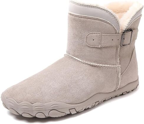 JYukaichen Women Winter Barefoot Boots Outdoor Wide Toe Hiking Snow Boot Warm Fur Ankle Womens Buckle Decor Windproof Heat Retaining Snow Booties in Saudi Arabia