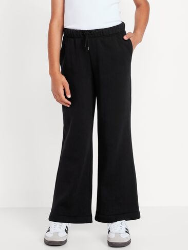 Old Navy Favorite Fleece High-Waisted Wide-Leg Sweatpants for Girls - Black Jack in Saudi Arabia