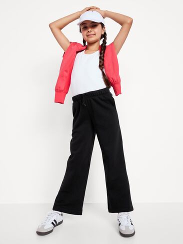 Old Navy Favorite Fleece High-Waisted Wide-Leg Sweatpants for Girls - Black Jack in Saudi Arabia