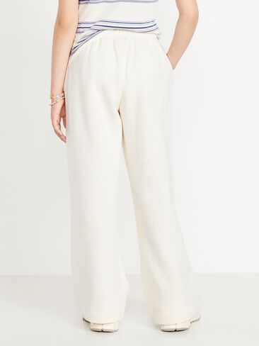 Old Navy Favorite Fleece High-Waisted Wide-Leg Sweatpants for Girls - Creme De La Creme in Saudi Arabia