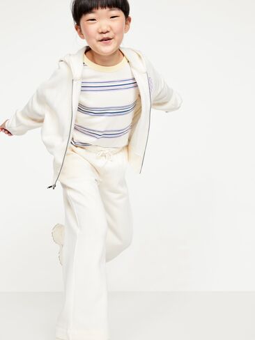 Old Navy Favorite Fleece High-Waisted Wide-Leg Sweatpants for Girls - Creme De La Creme in Saudi Arabia