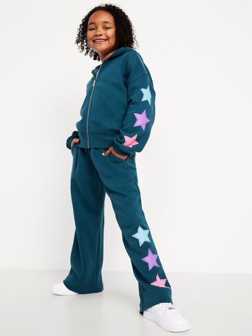 بنطال رياضي من الصوف عالي الخصر وواسع الساق للفتيات من Old Navy Favorite - Show And Teal in Saudi Arabia