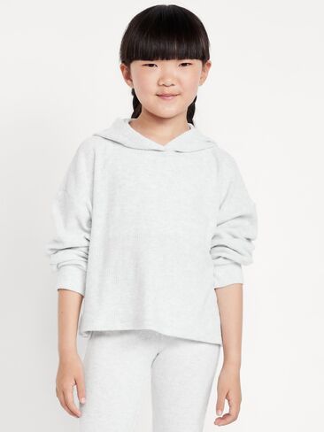 Old Navy CozePlush Pullover Hoodie for Girls - Light Heather Gray in Saudi Arabia