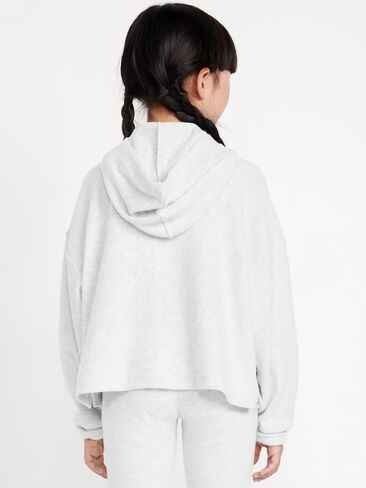 Old Navy CozePlush Pullover Hoodie for Girls - Light Heather Gray in Saudi Arabia