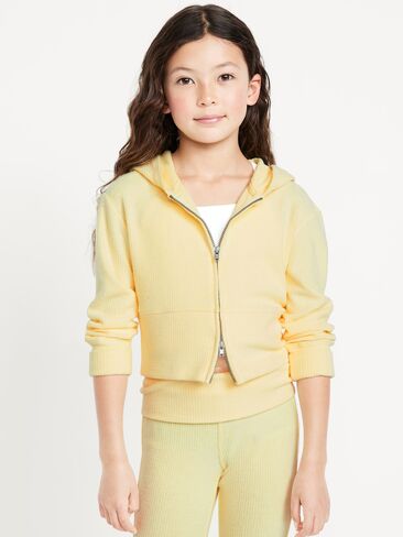 Old Navy CozePlush 2-Way-Zip Hoodie for Girls - HONEYDEW in Saudi Arabia
