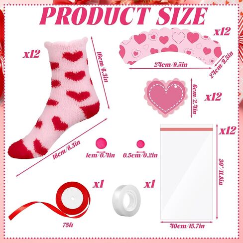 Moonld 12 مجموعة من هدايا عيد الحب كب كيك مع جوارب كب كيك وحقائب البطاقات وشريط من القطيفة والكرات الغامضة للنساء هدايا عيد الحب in Kuwait