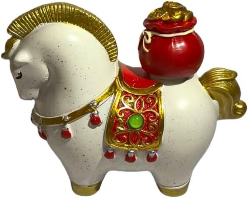 Dlounery Chinese Lucky Horse Decor Blessing Bag Home Decor, Cultural Fusion Home Accent for Desktop Decoration (3.54x2.76 Inch) in Saudi Arabia