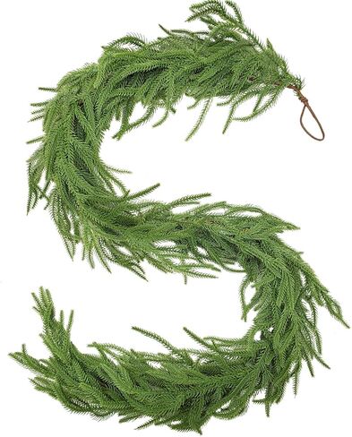Norfolk Pine Garland Christmas Garland Set -2X 6FT Realistic Artificial Cedar Garland Christmas Greenery for Mantle, Staircase, Indoor/Outdoor Holiday Decor Lush Evergreen (2, 6 FT) in Saudi Arabia
