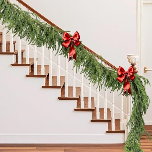 Norfolk Pine Garland Christmas Garland Set -2X 6FT Realistic Artificial Cedar Garland Christmas Greenery for Mantle, Staircase, Indoor/Outdoor Holiday Decor Lush Evergreen (2, 6 FT) in Saudi Arabia
