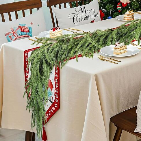 Norfolk Pine Garland Christmas Garland Set -2X 6FT Realistic Artificial Cedar Garland Christmas Greenery for Mantle, Staircase, Indoor/Outdoor Holiday Decor Lush Evergreen (2, 6 FT) in Saudi Arabia