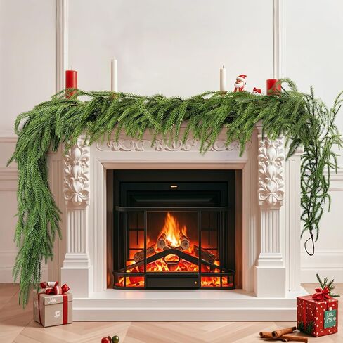 Norfolk Pine Garland Christmas Garland Set -2X 6FT Realistic Artificial Cedar Garland Christmas Greenery for Mantle, Staircase, Indoor/Outdoor Holiday Decor Lush Evergreen (2, 6 FT) in Saudi Arabia