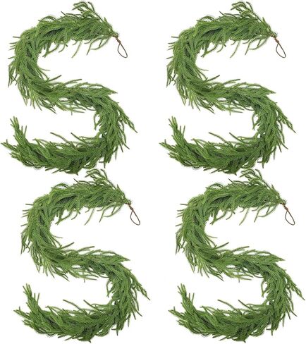 Norfolk Pine Garland Christmas Garland Set -2X 6FT Realistic Artificial Cedar Garland Christmas Greenery for Mantle, Staircase, Indoor/Outdoor Holiday Decor Lush Evergreen (2, 6 FT) in Saudi Arabia