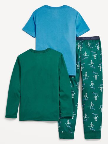 طقم بيجامة منسوج جيرسيه مكون من 3 قطع من Old Navy للأولاد - GID SKELETON in Kuwait