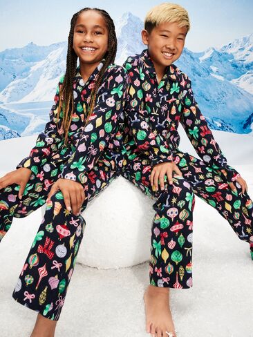 Old Navy Printed Gender-Neutral Button-Front Pajama Set for Kids - Ornaments (Match The Fam!) in Saudi Arabia