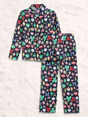 Old Navy Printed Gender-Neutral Button-Front Pajama Set for Kids - Ornaments (Match The Fam!) in Saudi Arabia