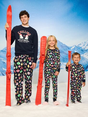 Old Navy Printed Gender-Neutral Button-Front Pajama Set for Kids - Ornaments (Match The Fam!) in Saudi Arabia