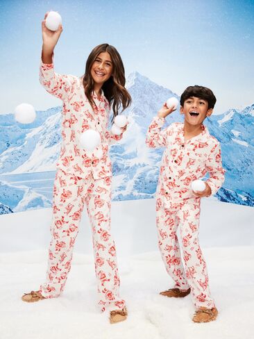 Old Navy Printed Gender-Neutral Button-Front Pajama Set for Kids - Santa and Reindeer (Match The Fam!) in Saudi Arabia