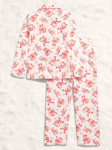 Old Navy Printed Gender-Neutral Button-Front Pajama Set for Kids - Santa and Reindeer (Match The Fam!) in Saudi Arabia