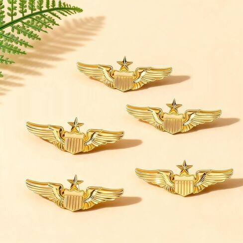 BFRAHD 5Pcs Gold Pilot Wing Pins for Aviators,Flight Attendants Design for Uniforms,Jackets,Hats Ideal for Top Gun Style,Graduation Gifts and Costume Accessories in Saudi Arabia