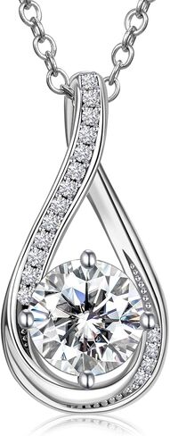 NORBU Moissanite Necklace for Women, 1 CT D Color VVS1 Clarity Round Cut, 925 Sterling Silver Heart Necklace with 18K White Gold Plated, Jewelry Gift for Wedding Anniversary Birthday Christmas Valentine's Day in Saudi Arabia
