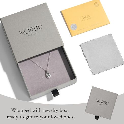 NORBU Moissanite Necklace for Women, 1 CT D Color VVS1 Clarity Round Cut, 925 Sterling Silver Heart Necklace with 18K White Gold Plated, Jewelry Gift for Wedding Anniversary Birthday Christmas Valentine's Day in Saudi Arabia
