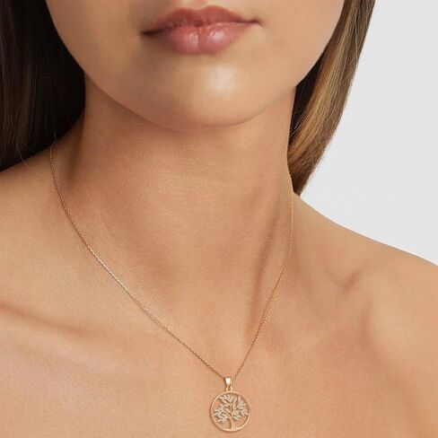 MOLAYES شجرة الحياة قلادة للنساء 18K الذهب / الذهب الأبيض شجرة المجوهرات قلادة الزركون قلادة الذكرى السنوية هدايا عيد الحب للنساء 16 + 2 in Kuwait