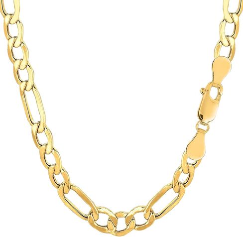 Jewelry Affairs 14K Yellow Gold Filled Solid Figaro Chain Necklace, 6.0 mm in Kuwait