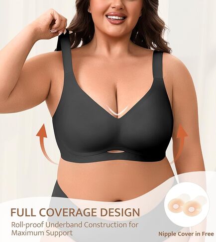 Wireless Plus Size Bas for Women No Underwire Jelly Full Coverage Womens Bra Comfortable for Back Fat in Saudi Arabia