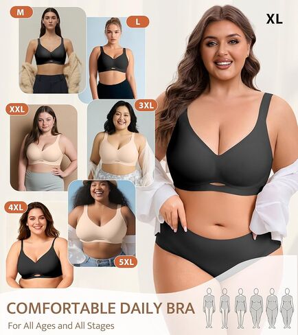 Wireless Plus Size Bas for Women No Underwire Jelly Full Coverage Womens Bra Comfortable for Back Fat in Saudi Arabia
