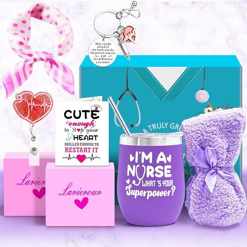 Nurse Gifts for Women Female, Nurs Appreciation Gift Set School Nurs Gifts Nurses Week Gift Set Graduation Gfts Christmas Gifs Nurse Practitioner Gif with Canvas Tote Bag Tumbler Socks Candle in Saudi Arabia