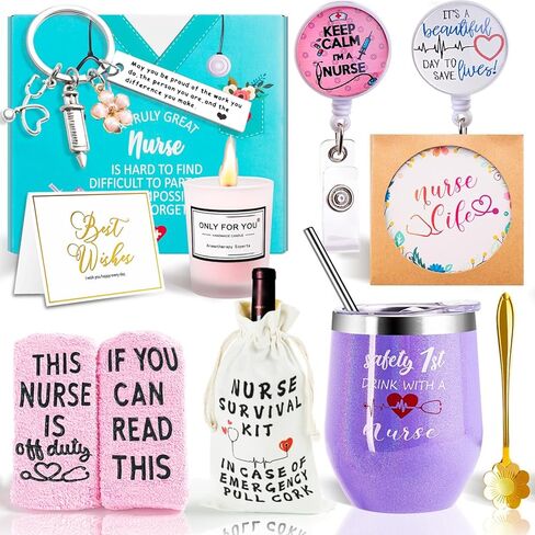 Nurse Gifts for Women Female, Nurs Appreciation Gift Set School Nurs Gifts Nurses Week Gift Set Graduation Gfts Christmas Gifs Nurse Practitioner Gif with Canvas Tote Bag Tumbler Socks Candle in Saudi Arabia