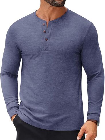 COOFANDY Men's Henley Shirts Long Sleeve Casual Button Shirts Fashion Lightweight Pullover Shirts in Saudi Arabia