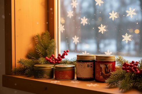 Aroma Bay 4 Pack Glass Jar & Tin Candle Set with Card, Gift for Coworkers, Long-Lasting 150 Hours, Birthday Gifts for Women/Men, BBF Gift(Scented-Fresh Frasier, Red Berry, Vanilla Mint, Holiday Cheer in Saudi Arabia