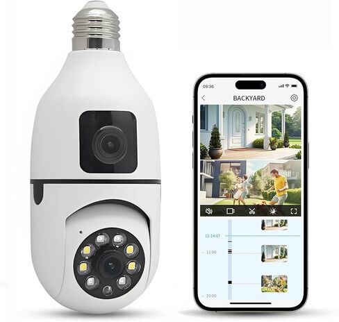 Security Cameras Wireless Outdoor, Home Security Camera 355 Degree Panoramic, Color Night Vision, Motion Detection and Alarm, Two-Way Audio, 24/7 Recording Camera for Home Security in Kuwait