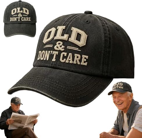 Old and Don't Care Hat, Vintage Distressed “Old & Don’T Care" Cap, Fun Adjustable Trucker Hats in Saudi Arabia