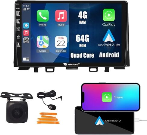 Kunfine Car CarPlay Android Auto Navigation Stereo GPS Radio Reverse Camera Display 9" IPS Touchscreen Headunit Tablet Pad Media Player for Kia Rio 2017-2020, if Applicable Quad Core 2G+32G in Kuwait
