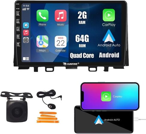 Kunfine Car Carplay Android Auto Navigation Sstereo GPS Radio Camera Display Camera Camera 9 "IPS شاشة اللمسات اللوحي. in Kuwait