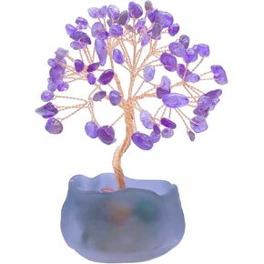 ديكور أشجار الحياة الكريستالية من الجمشت، شجرة الأحجار الكريمة الأرجوانية للشفاء الكريستالي أشجار الحياة المصنوعة يدويًا من الأحجار الكريمة لديكور المنزل (السترين) in Kuwait