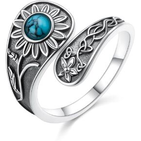 Spoon Ring for Women S925 Sterling Silver Lily of the Valley Flower Oxidized Spoon Rings Vintage Flower Thumb Rings Mothers Day Gift for Women Mom in Kuwait