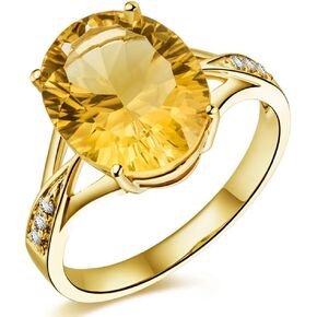 Kardy Fashion Natural Citrine Gemstone Oval Cut Solid 14K Yellow Gold Diamond Wedding Engagement Promise Ring Set for Women in Kuwait