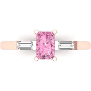 خاتم خطوبة من الألماس الوردي المقلد 0.8 قيراط للنساء، ذهب وردي عيار 14 قيراط (قطع الزمرد، 6x4 ملم) in Kuwait