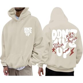 Wedsadl Graphic Streetwear Hoodies For Men Vintage Hoodie Inspirational Sweatshirts Positive Letter Print Cotton Pullover in Saudi Arabia