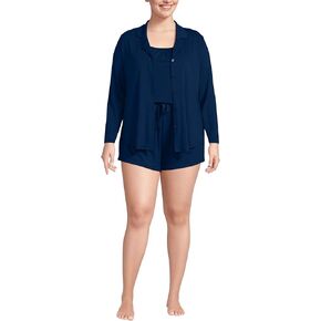 Lands' End Women's Cooling 3 Piece Pajama Set - Long Sleeve Top Cami and Shorts in Saudi Arabia