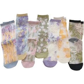 ASDIIT Flower Sheer Socks Women, Summer Lace Fancy Nylon Socks for Women in Saudi Arabia