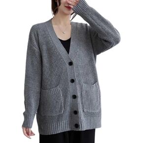 Soft Loose Fit Vintage V-Neck Long Sleeve Sweater Cardigan Cozy Oversized Top One Size in Saudi Arabia