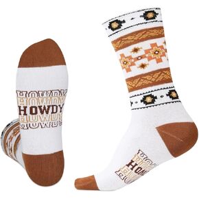 InnoBeta Western Gifts for Women, One Size Crew Socks for Cowgirl, Cowboy Boot Socks for Women - Howdy in Kuwait