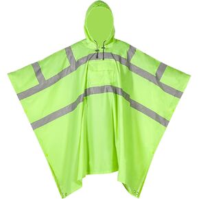 High-Visibility Safety Reflective Waterproof Rain Poncho Work Rain Gear Safety Jacket Suitable for Outdoor Workers Hiking Emergency Use ANSI Class 3 PVC-Coated Polyester in Saudi Arabia