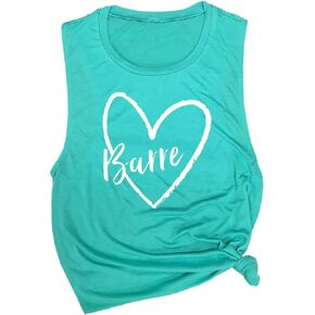 تي شيرت Barre Heart للسيدات للتمارين الرياضية - ملابس نشطة بدون أكمام، قميص Barre Top، قميص يوجا مرح - قميص بدون أكمام مريح للتمرين in Kuwait
