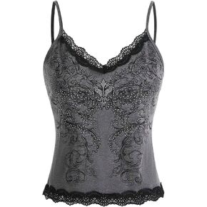 SOLY HUX Women's Lace Trim Grunge Fairy Sleeveless Tops Y2k Slim Fit Camisole Shirts Music Festival Outfits in Saudi Arabia