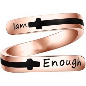 GEHN Inspirational Ring Solid Gold 10K 14K 18K Engraving Encourage Ring Opening Band Encouragement Gifts for Women Men in Kuwait